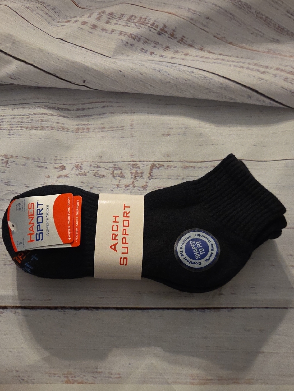 Hanes Sport Black Arch Support Athletic Socks - Women's